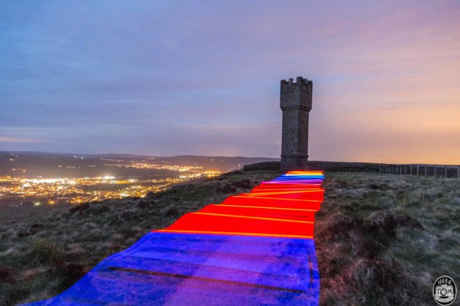 Light painting at Lund's Tower