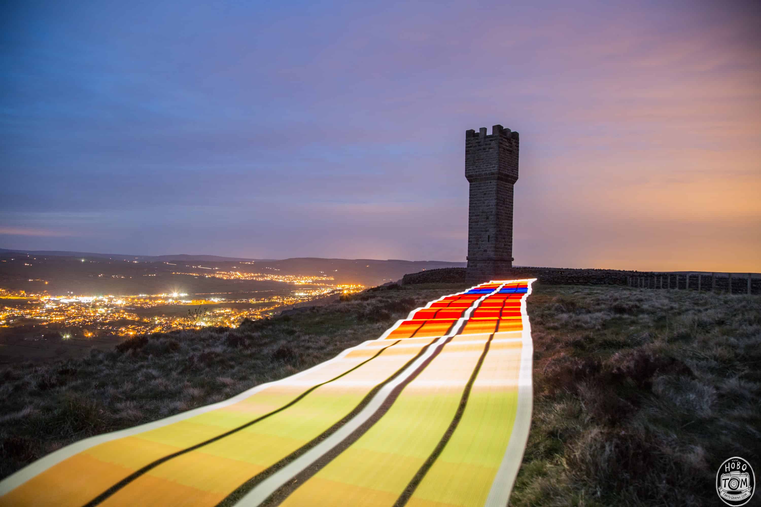 Light painting at Lund's Tower